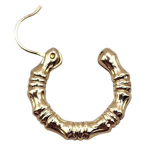 14 Karat Yellow Gold Textured Hoop Earrings #20462 - Picture 6 of 8